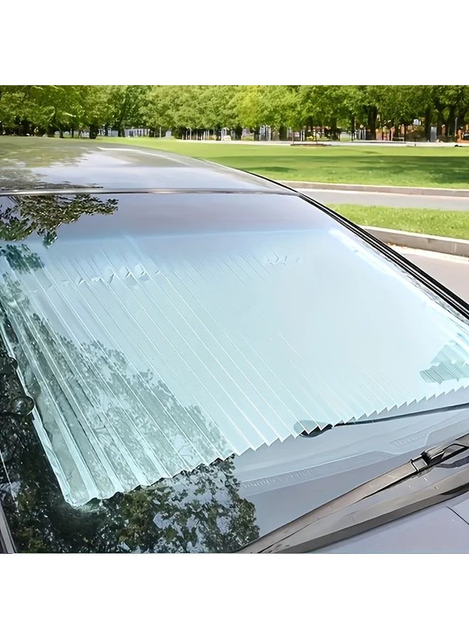 Black Automatic Retractable Car Sunshade Easy Install UV Resistant Heat Insulating - Image 4